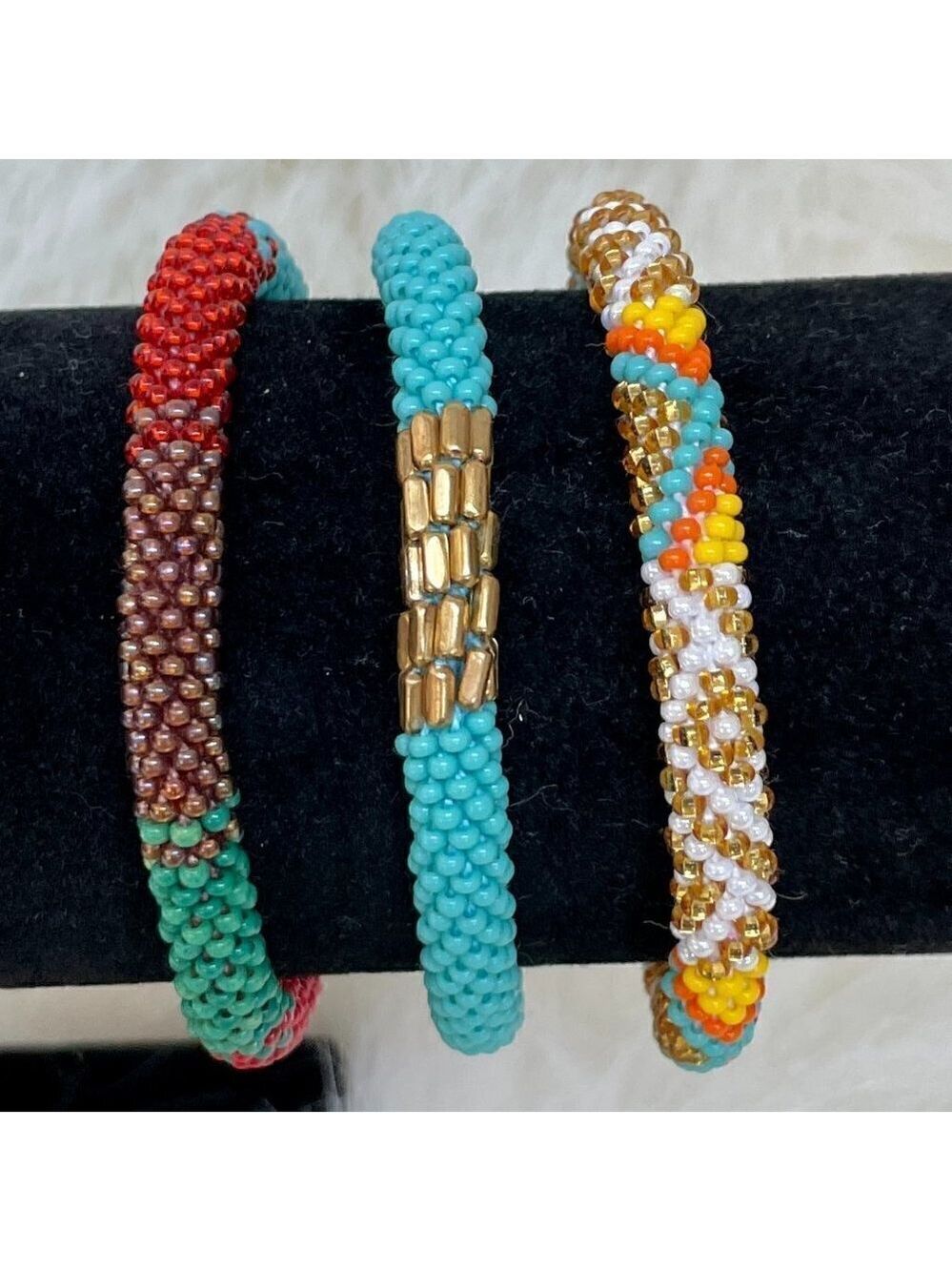 HAND CRAFTED in Nepal Beaded Bracelets (set of 3) #1007